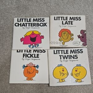 Vtg Little Miss board books - Little Miss Late with yellow and orange cover art